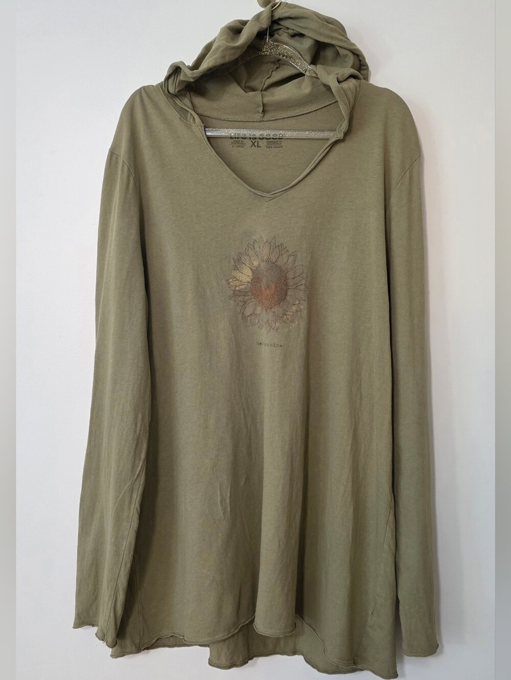 Life Is Good Lightweight Hoodie T-shirt Cotton Granola Girl Earthy Sunflower XL